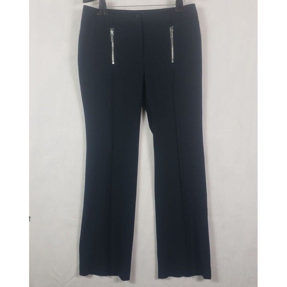 Michael Kors Pants Womens 8 Navy Blue Flat Zip Front Straight Leg Trousers